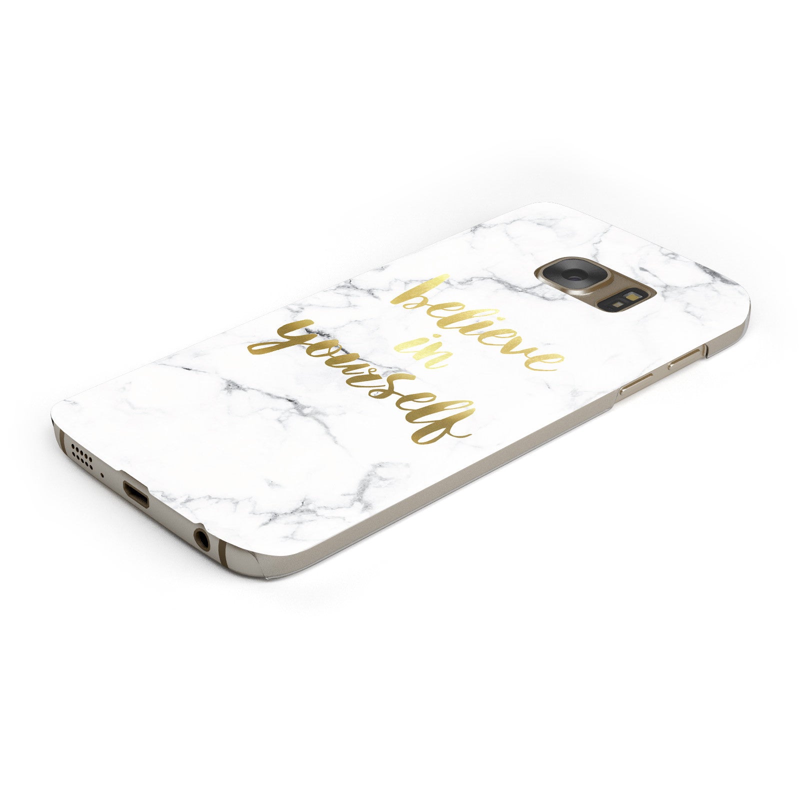 Believe In Yourself Gold Marble Samsung Galaxy Case Bottom Cutout