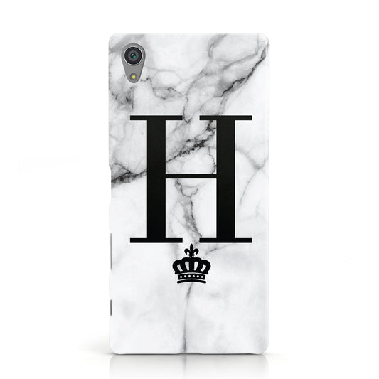 Personalised Big Initials Crown Marble Sony Xperia Case