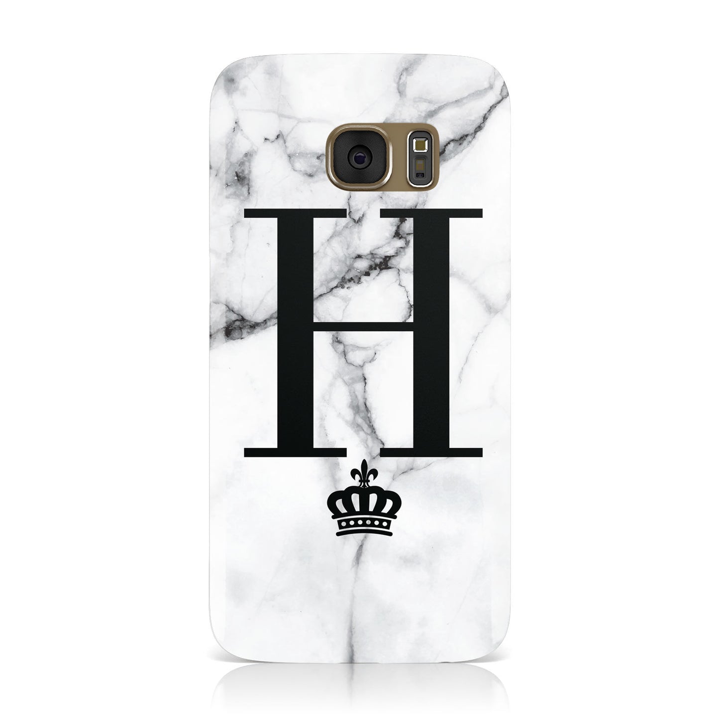 Personalised Big Initials Crown Marble Samsung Galaxy Case