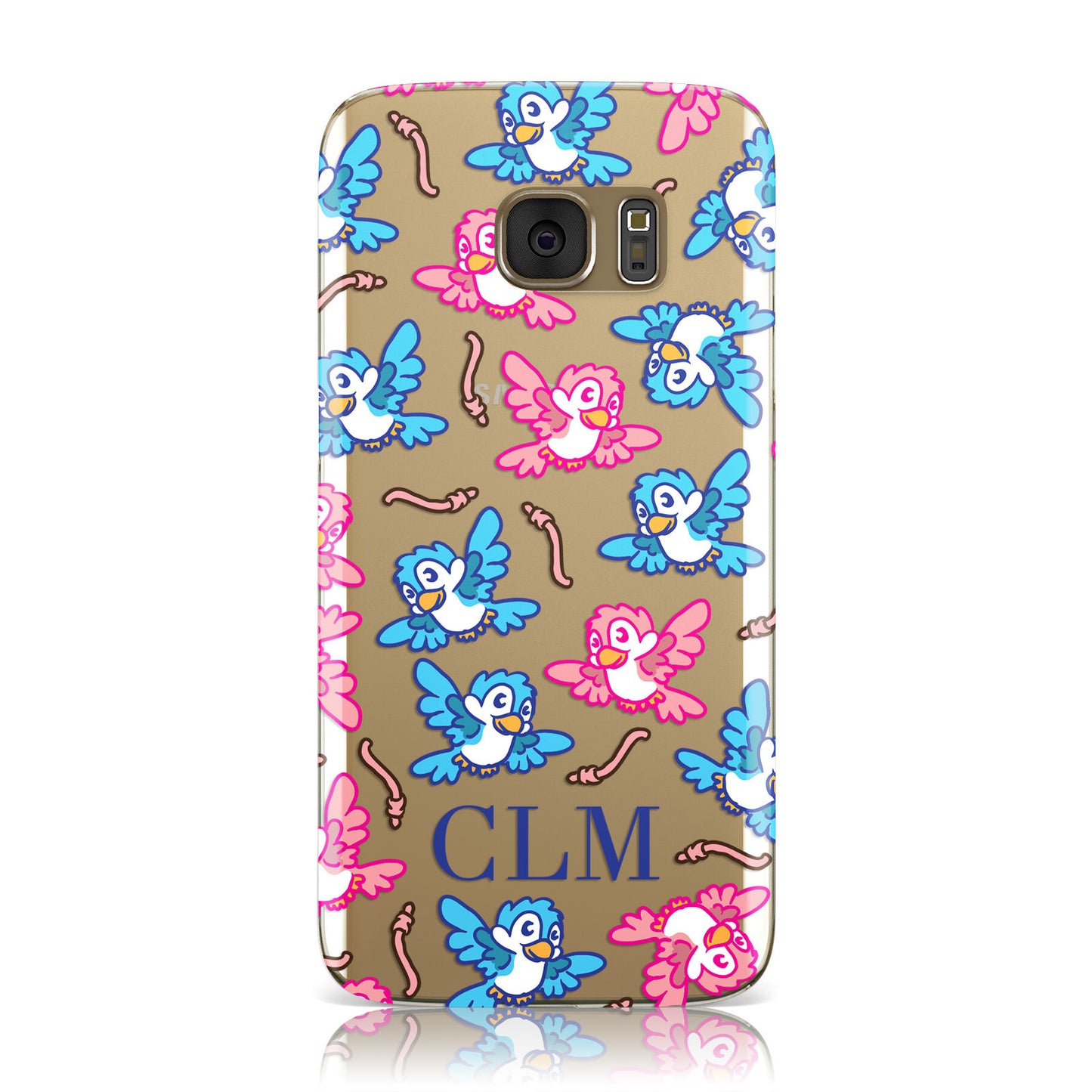 Personalised Birds Initials Clear Samsung Galaxy Case