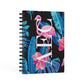 Black & Blue Tropical Flamingo A5 Hardcover Notebook Second Side View