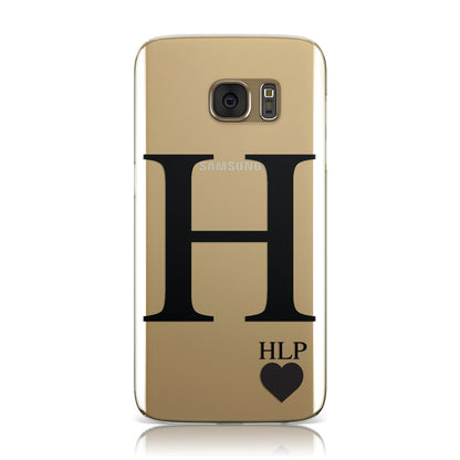 Personalised Black Big Initial & 3 Small Clear Samsung Galaxy Case