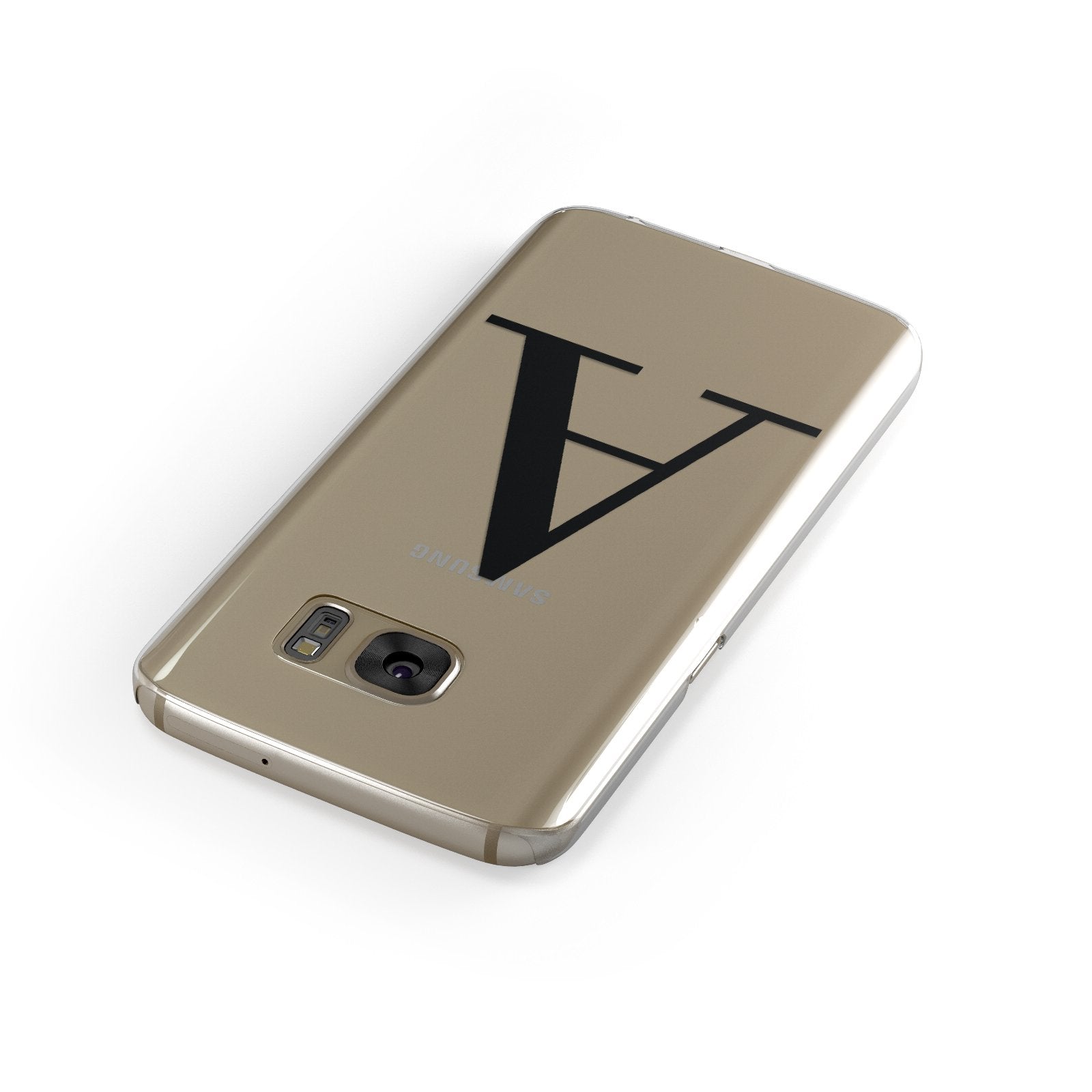 Personalised Black Big Initial Clear Custom Samsung Galaxy Case Front Close Up