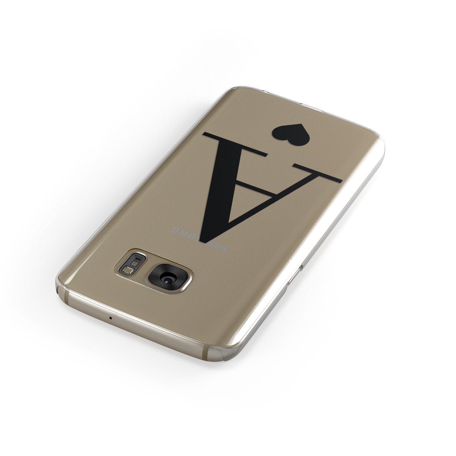 Personalised Black Big Initial & Heart Clear Google Case Front Close Up