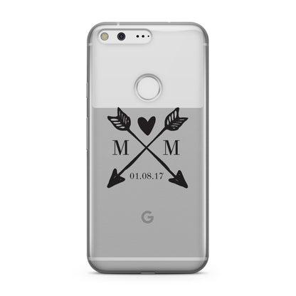 Personalised Black Couples Date Initials Clear Google Case