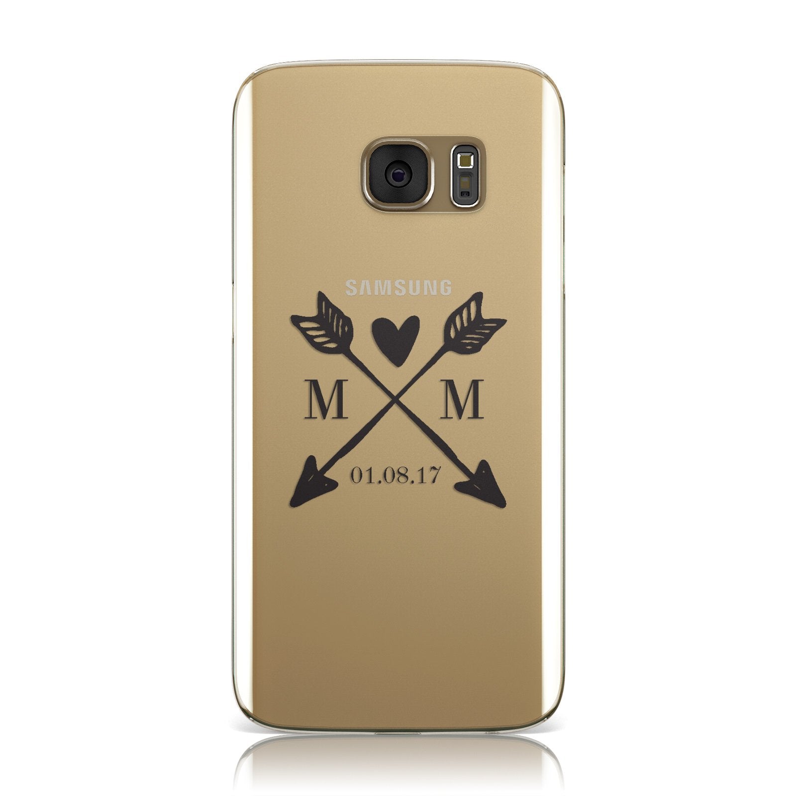 Personalised Black Couples Date Initials Clear Samsung Galaxy Case