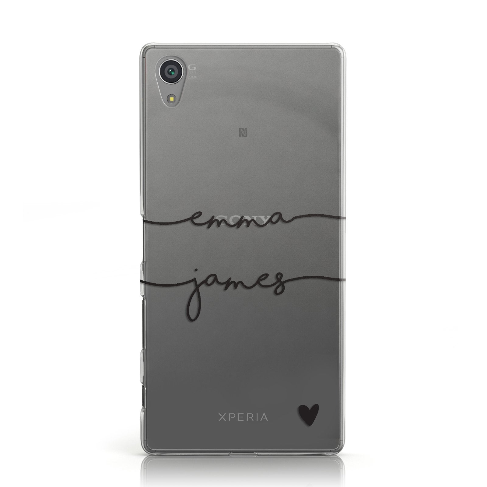 Personalised Black Couples Two Names Heart Sony Xperia Case
