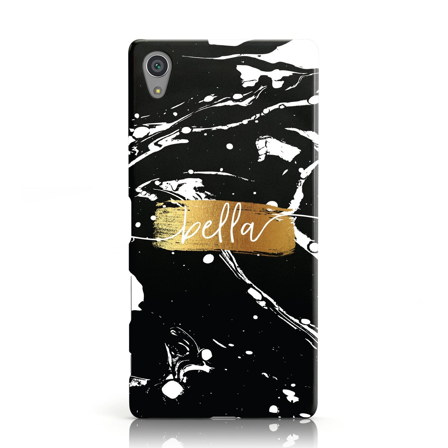 Personalised Black & Gold Swirl Marble Sony Xperia Case