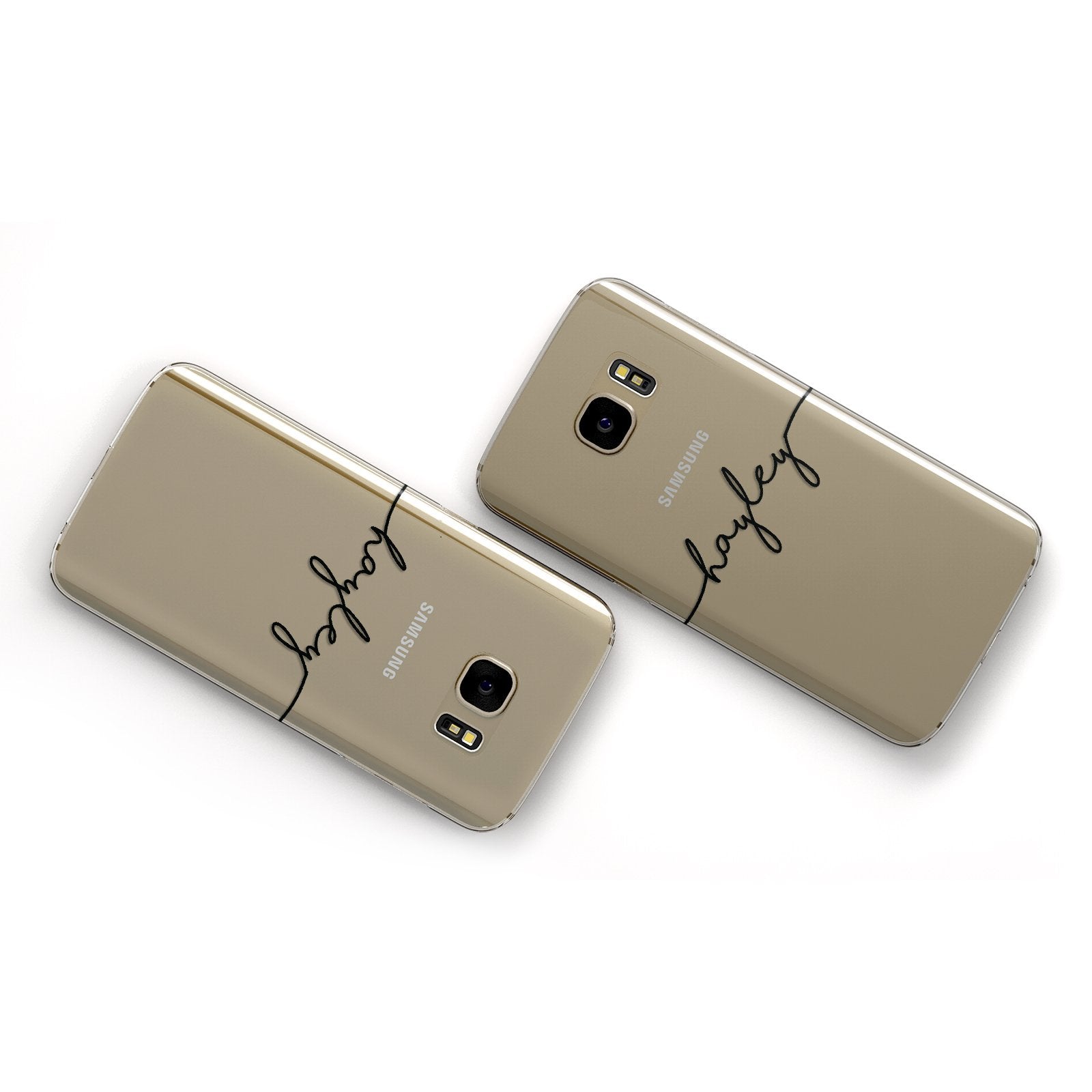 Personalised Black Handwritten Name Custom Samsung Galaxy Case Flat Overview