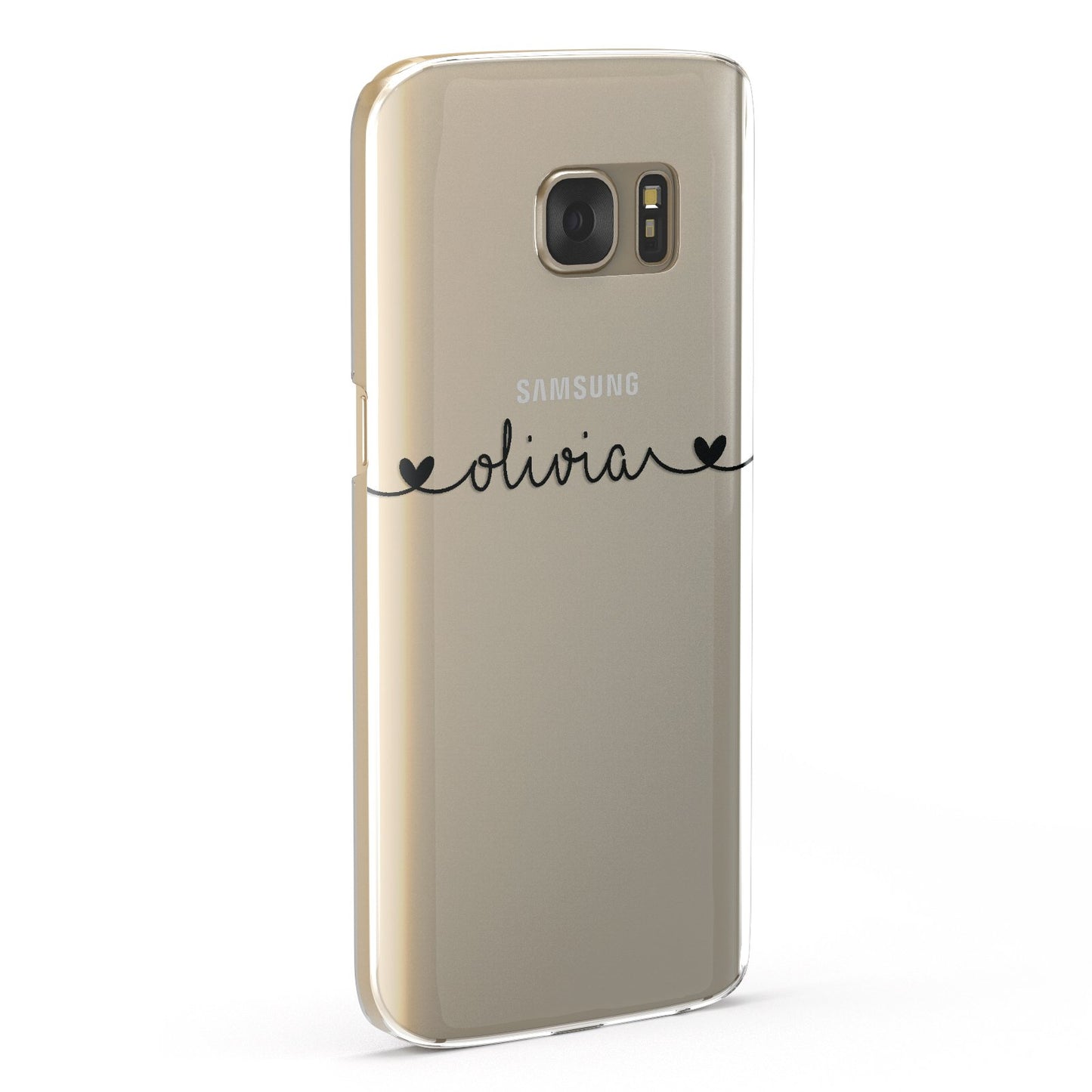 Personalised Black Handwritten Name Hearts Clear Samsung Galaxy Case Fourty Five Degrees