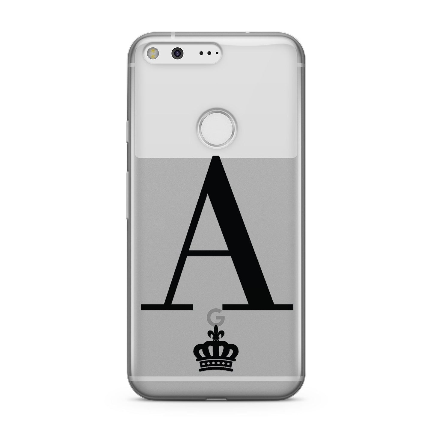 Personalised Black Initial & Crown Clear Google Case