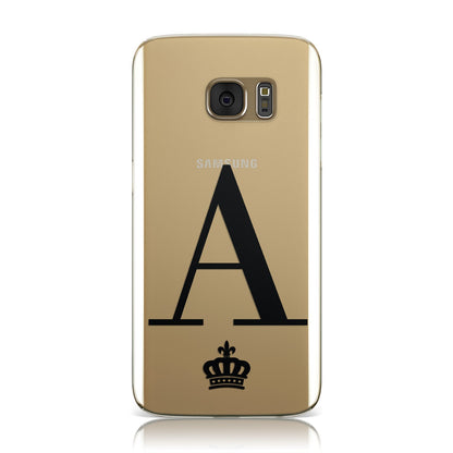 Personalised Black Initial & Crown Clear Samsung Galaxy Case