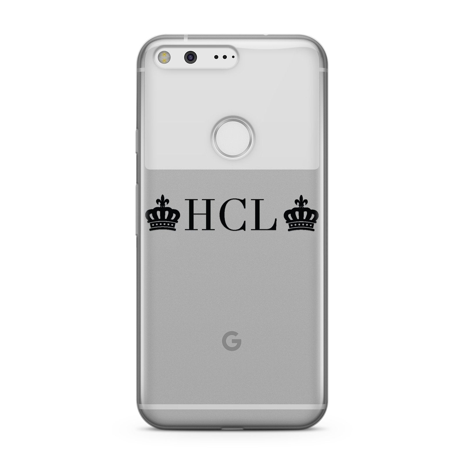 Personalised Black Initials & 2 Crowns Clear Google Case