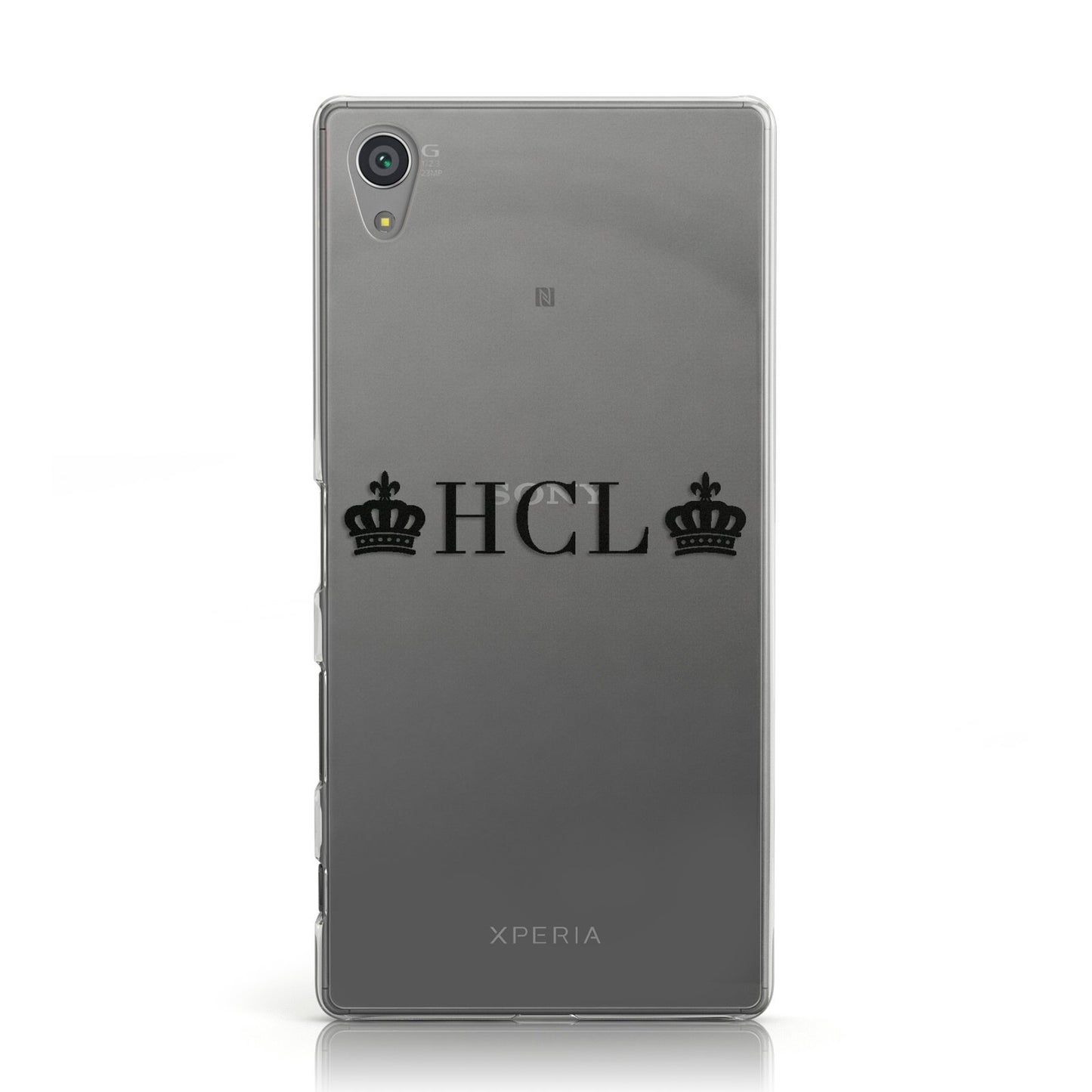 Personalised Black Initials & 2 Crowns Clear Sony Xperia Case