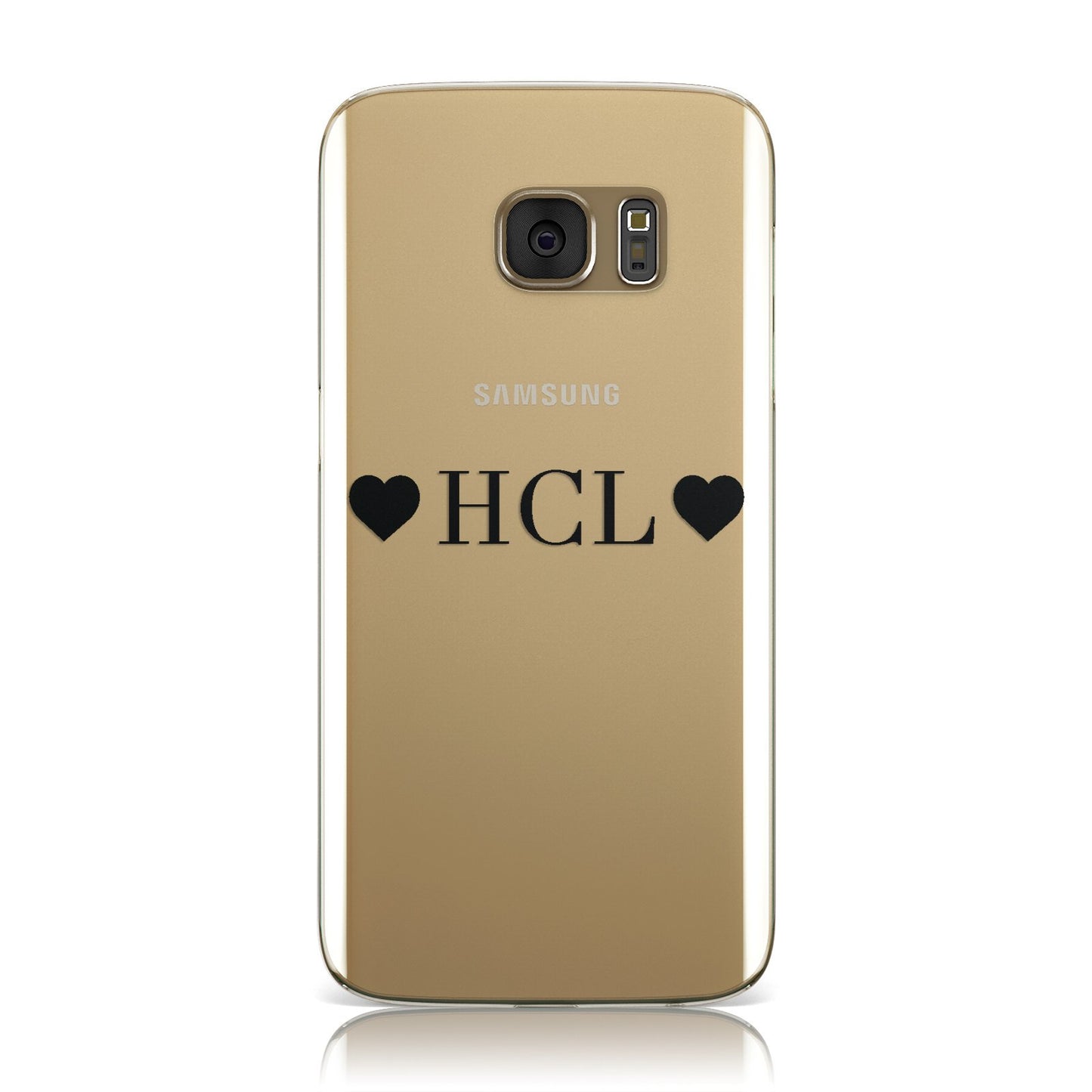 Personalised Black Initials & 2 Hearts Clear Samsung Galaxy Case