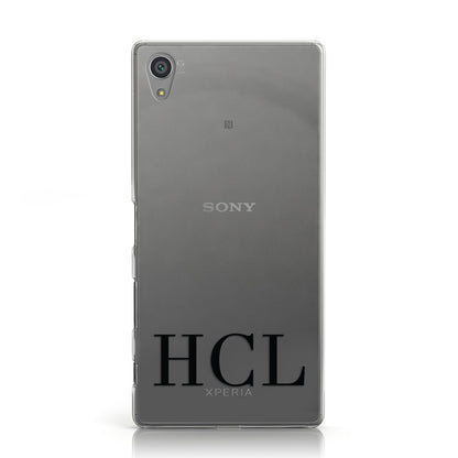 Personalised Black Initials Clear Customised Sony Xperia Case