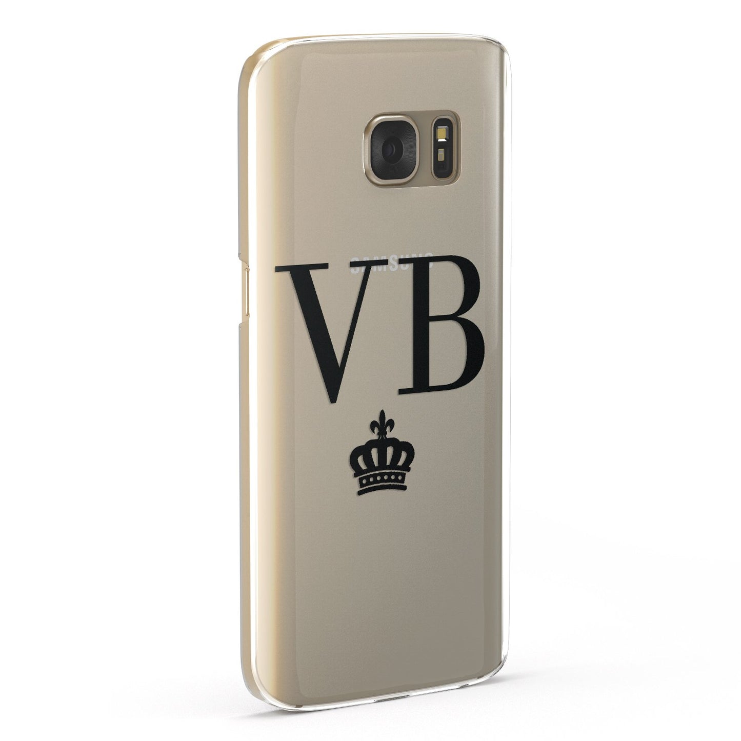 Personalised Black Initials & Crown Clear Samsung Galaxy Case Fourty Five Degrees