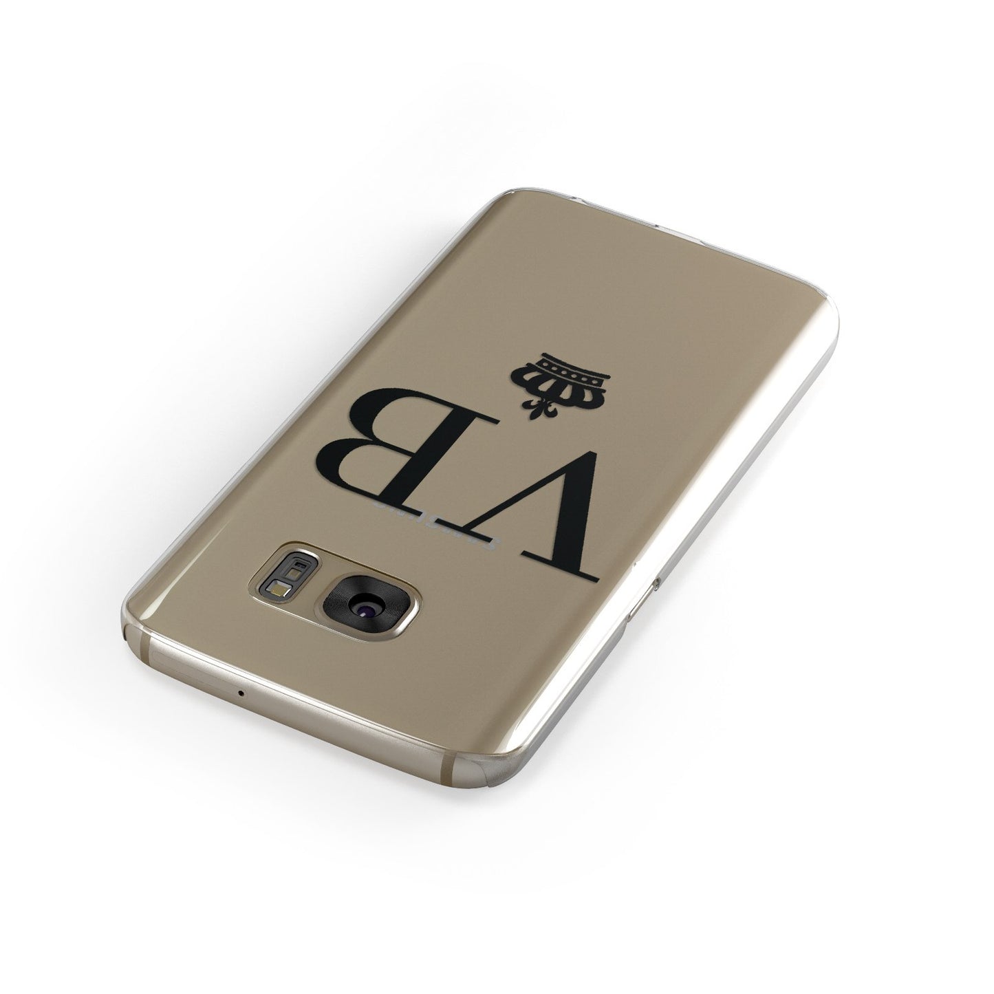 Personalised Black Initials & Crown Clear Samsung Galaxy Case Front Close Up