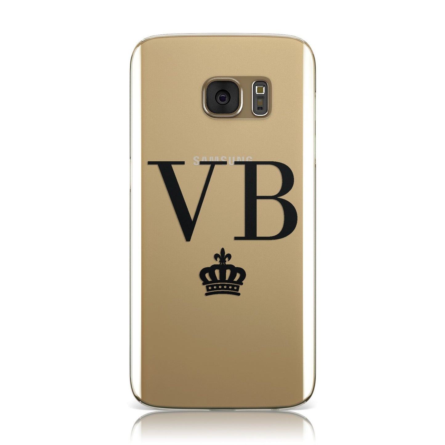 Personalised Black Initials & Crown Clear Samsung Galaxy Case