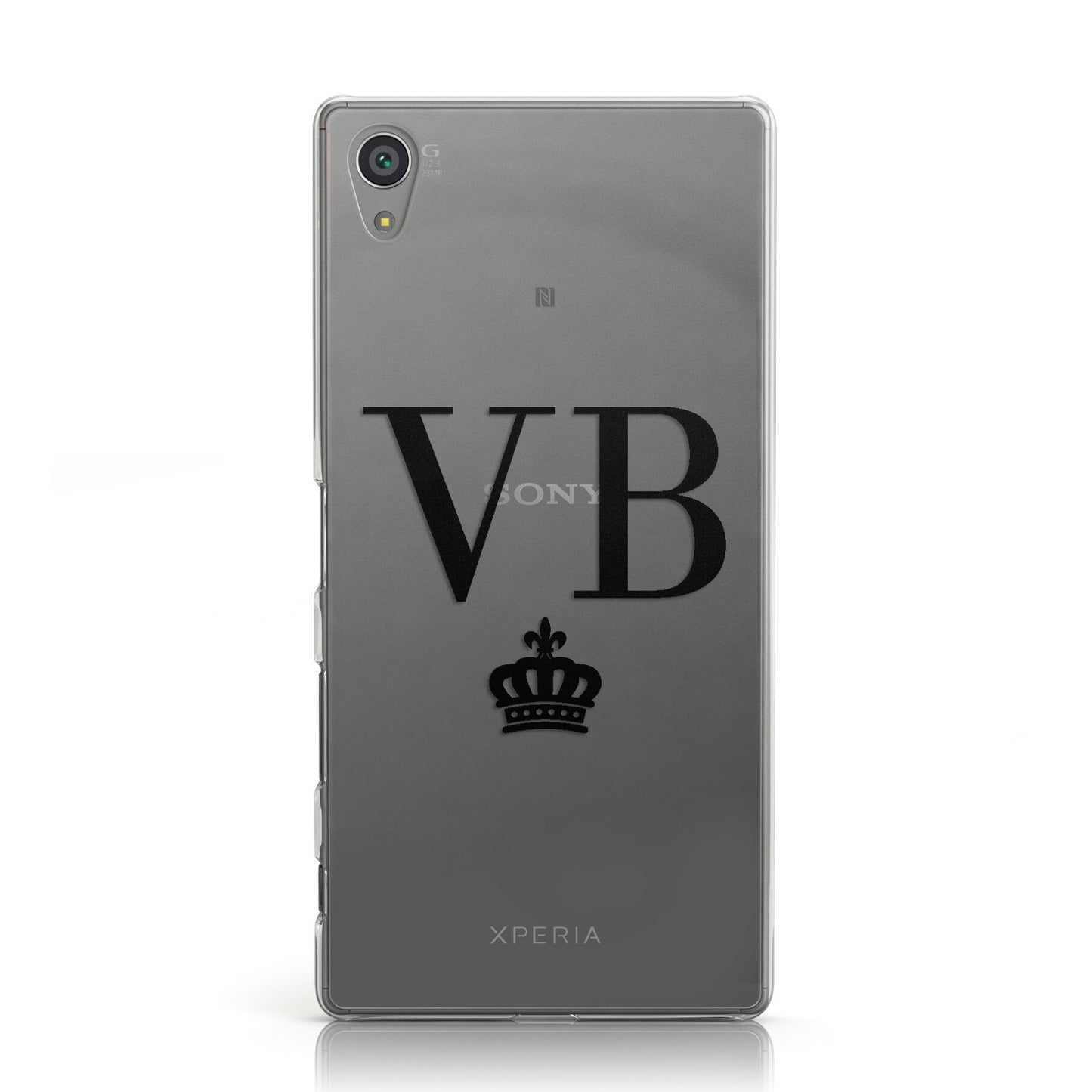 Personalised Black Initials & Crown Clear Sony Xperia Case