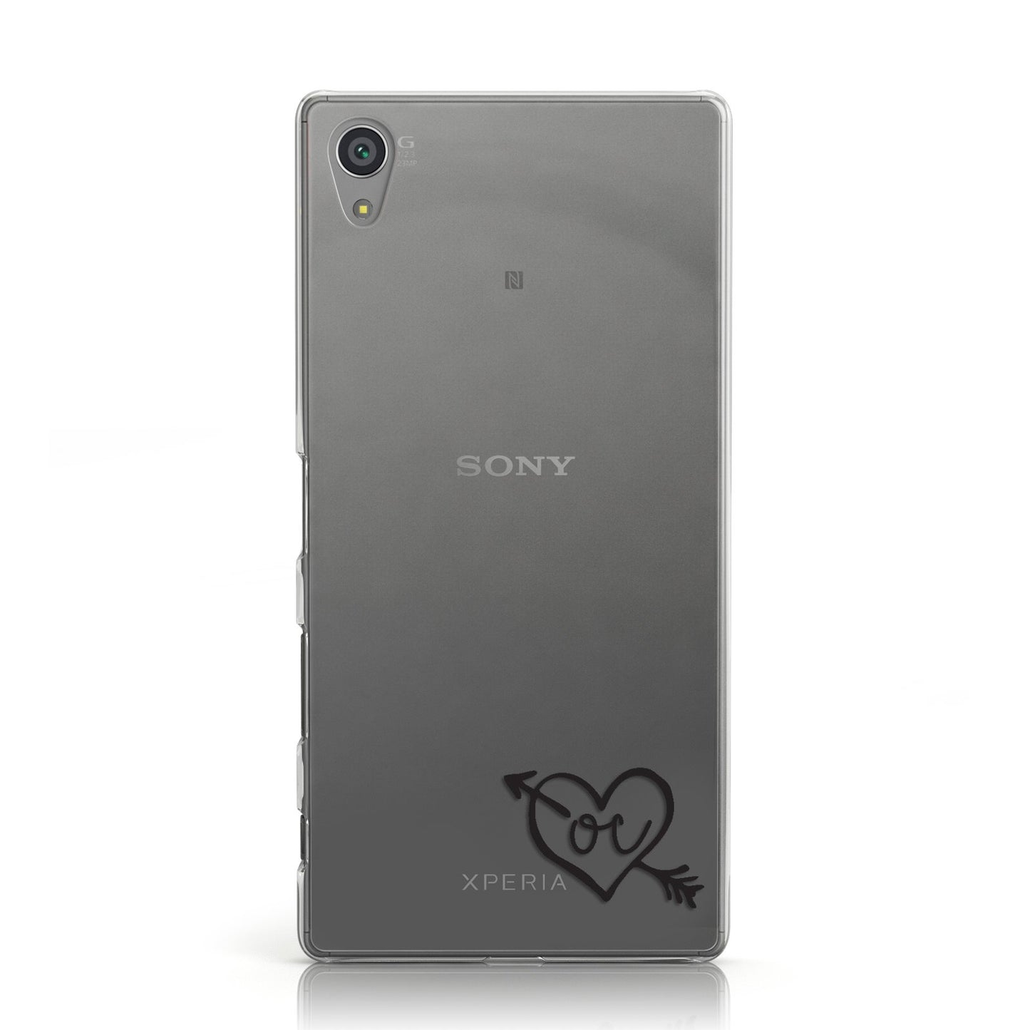 Personalised Black Initials Heart & Arrow Sony Xperia Case