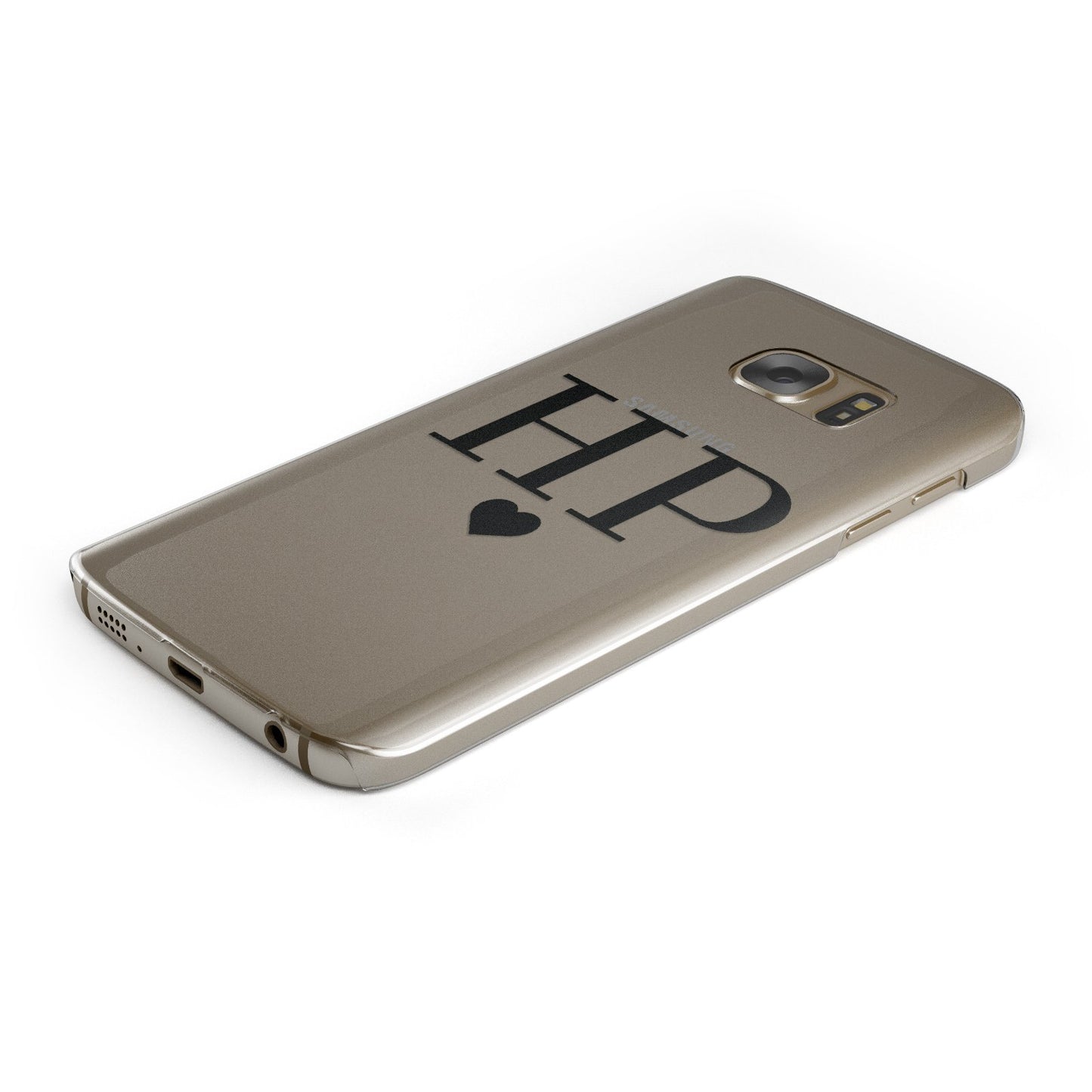 Personalised Black Initials & Heart Clear Samsung Galaxy Case Bottom Cutout