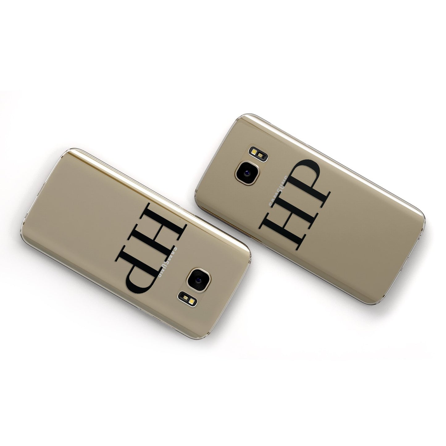 Personalised Black Initials On Clear Samsung Galaxy Case Flat Overview