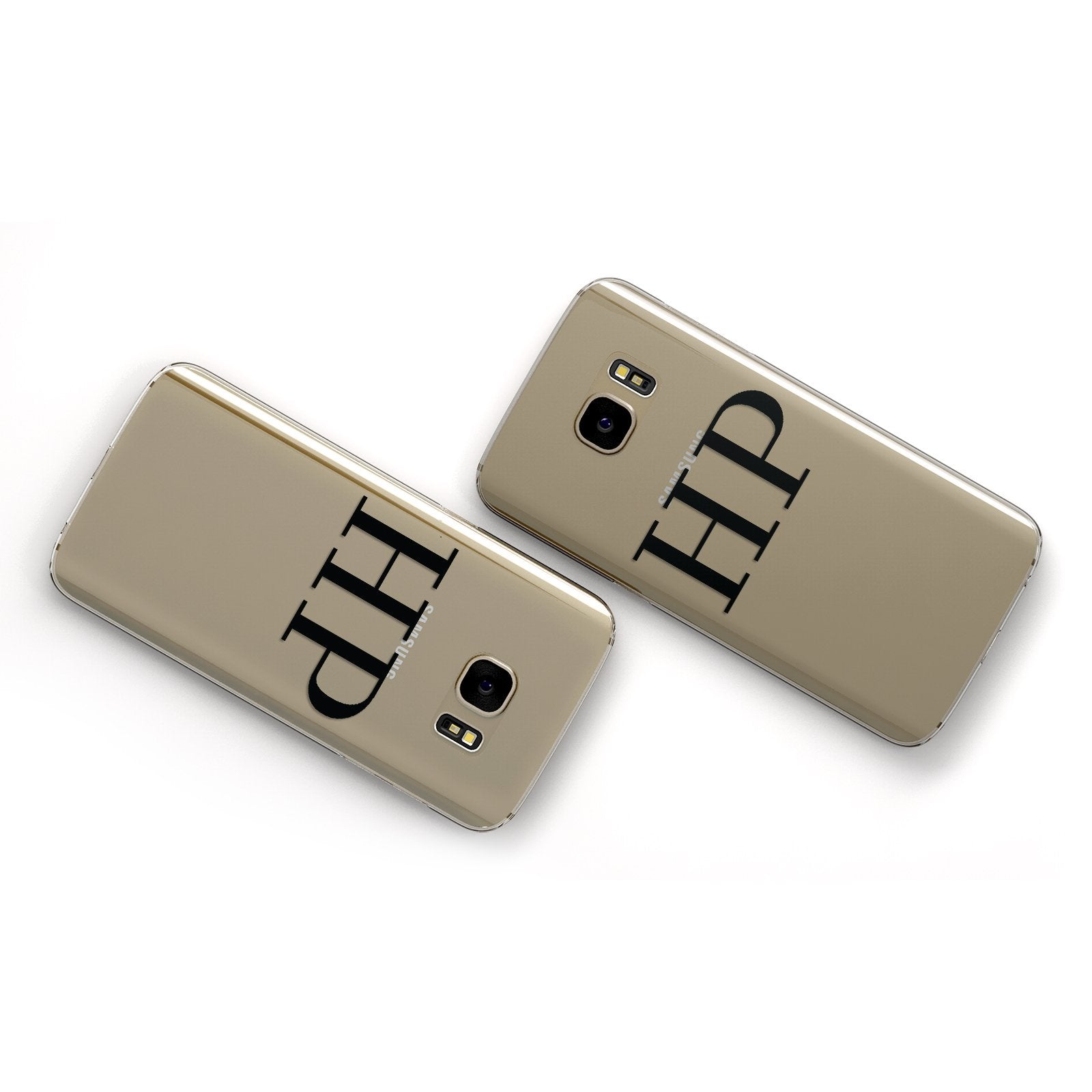 Personalised Black Initials On Clear Samsung Galaxy Case Flat Overview