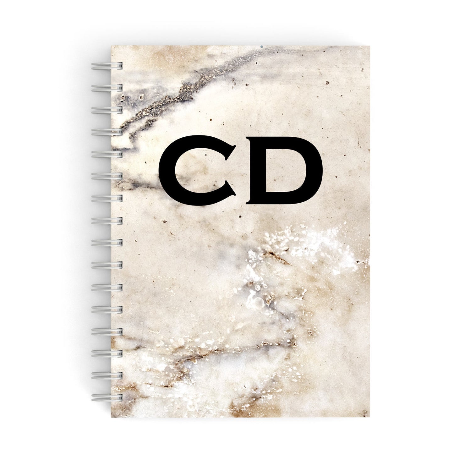 Black Initials Yellow Marble A5 Hardcover Notebook