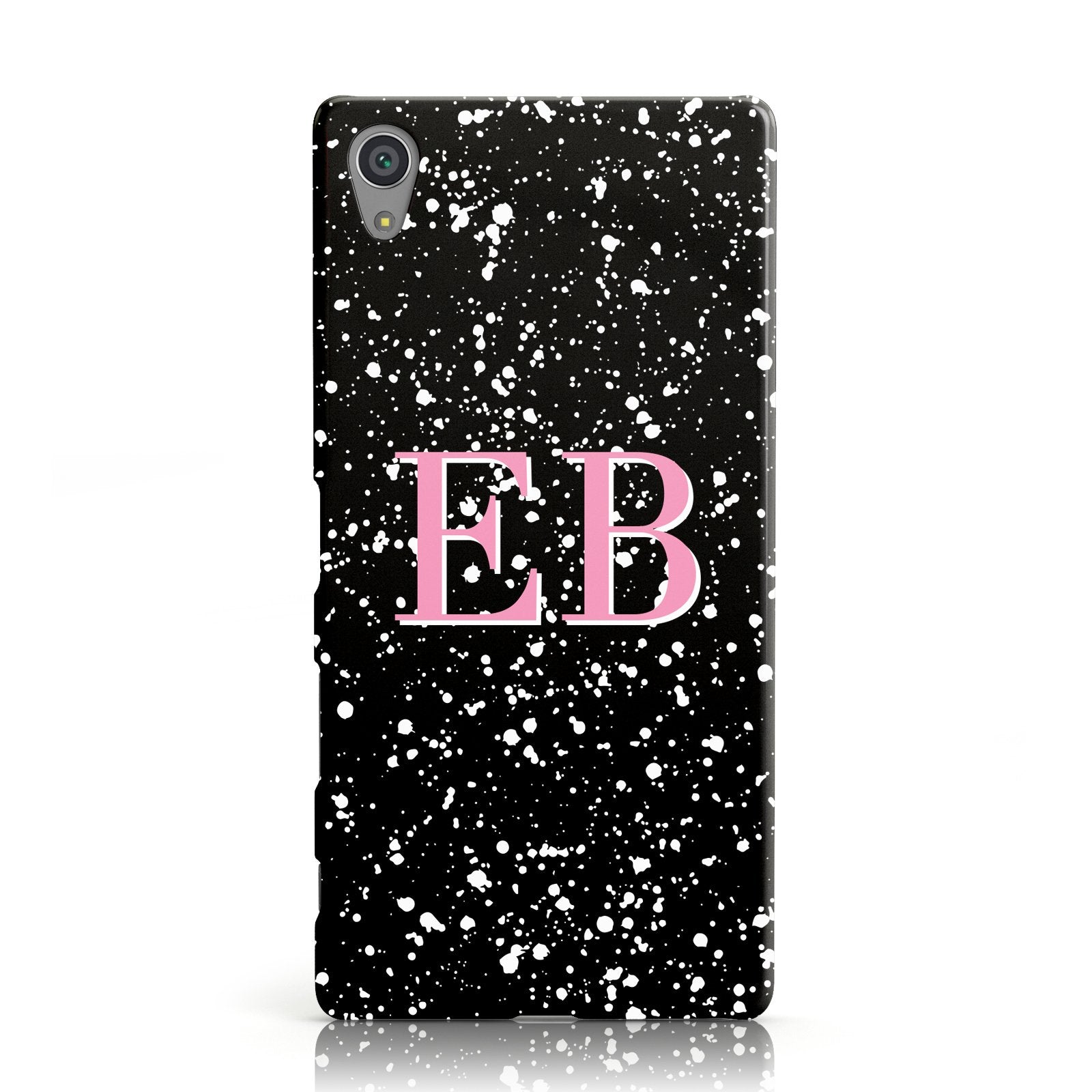 Personalised Black Ink Splat & Initials Sony Xperia Case