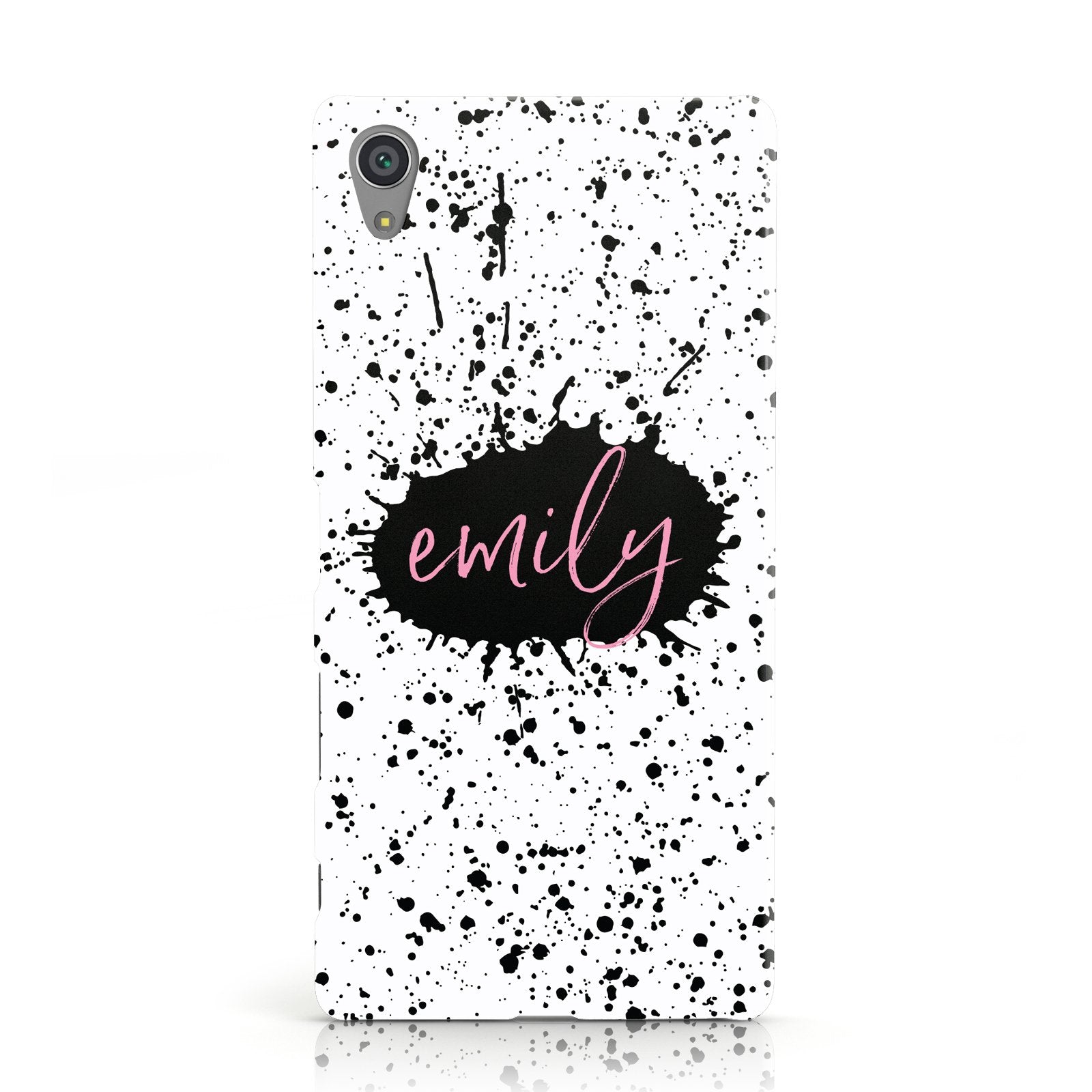 Personalised Black Ink Splat & Name Sony Xperia Case