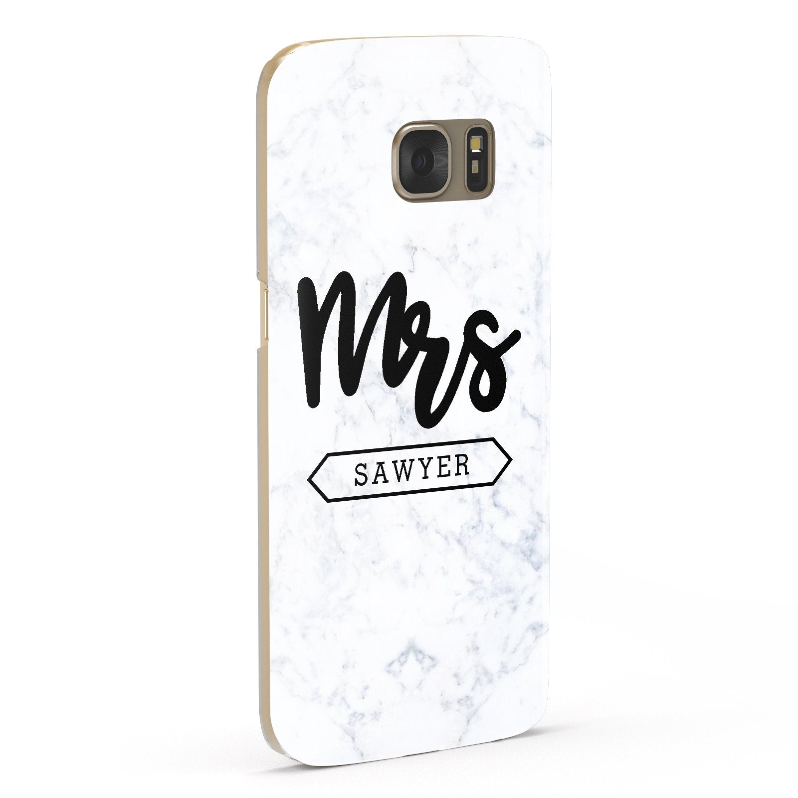 Personalised Black Mrs Surname On Marble Samsung Galaxy Case Fourty Five Degrees