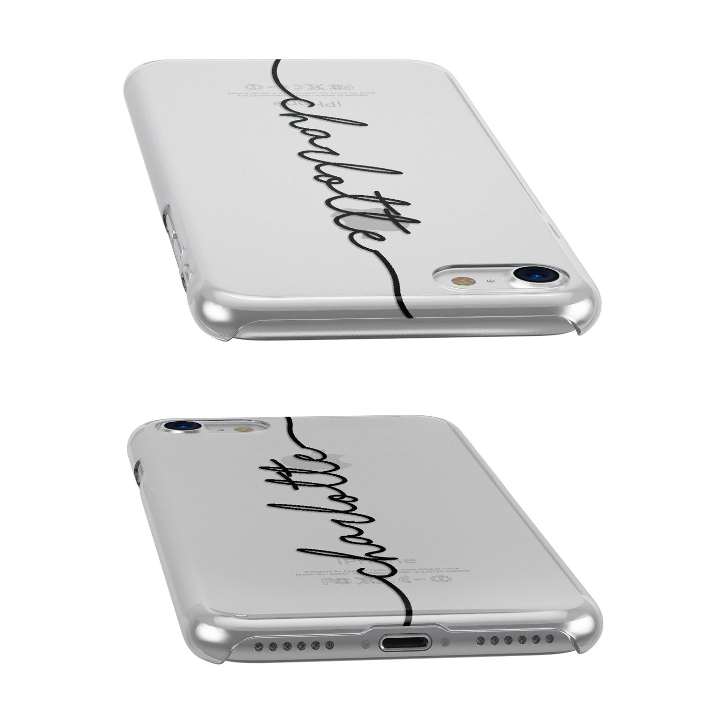 Personalised Black Name Customised Clear Apple iPhone Case Front Close Up