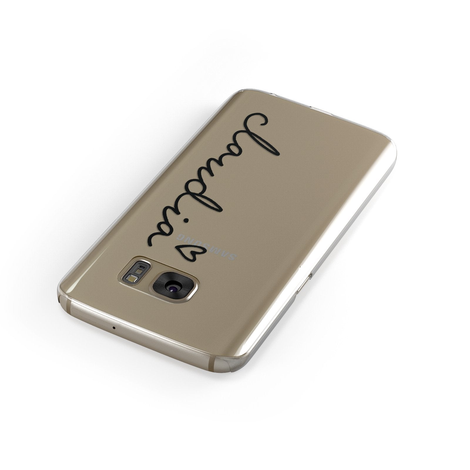 Personalised Black Name & Heart Handwriting Samsung Galaxy Case Front Close Up