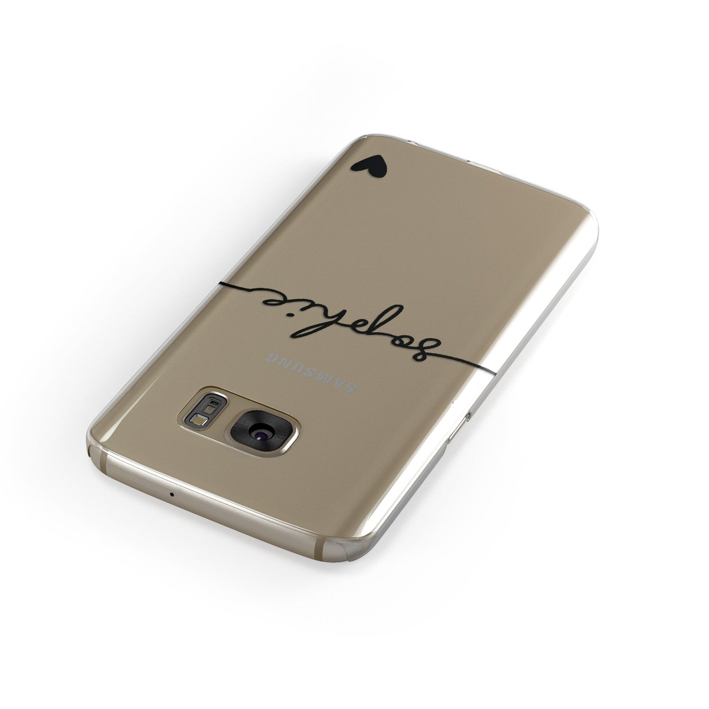 Personalised Black Name & One Heart Clear Samsung Galaxy Case Front Close Up