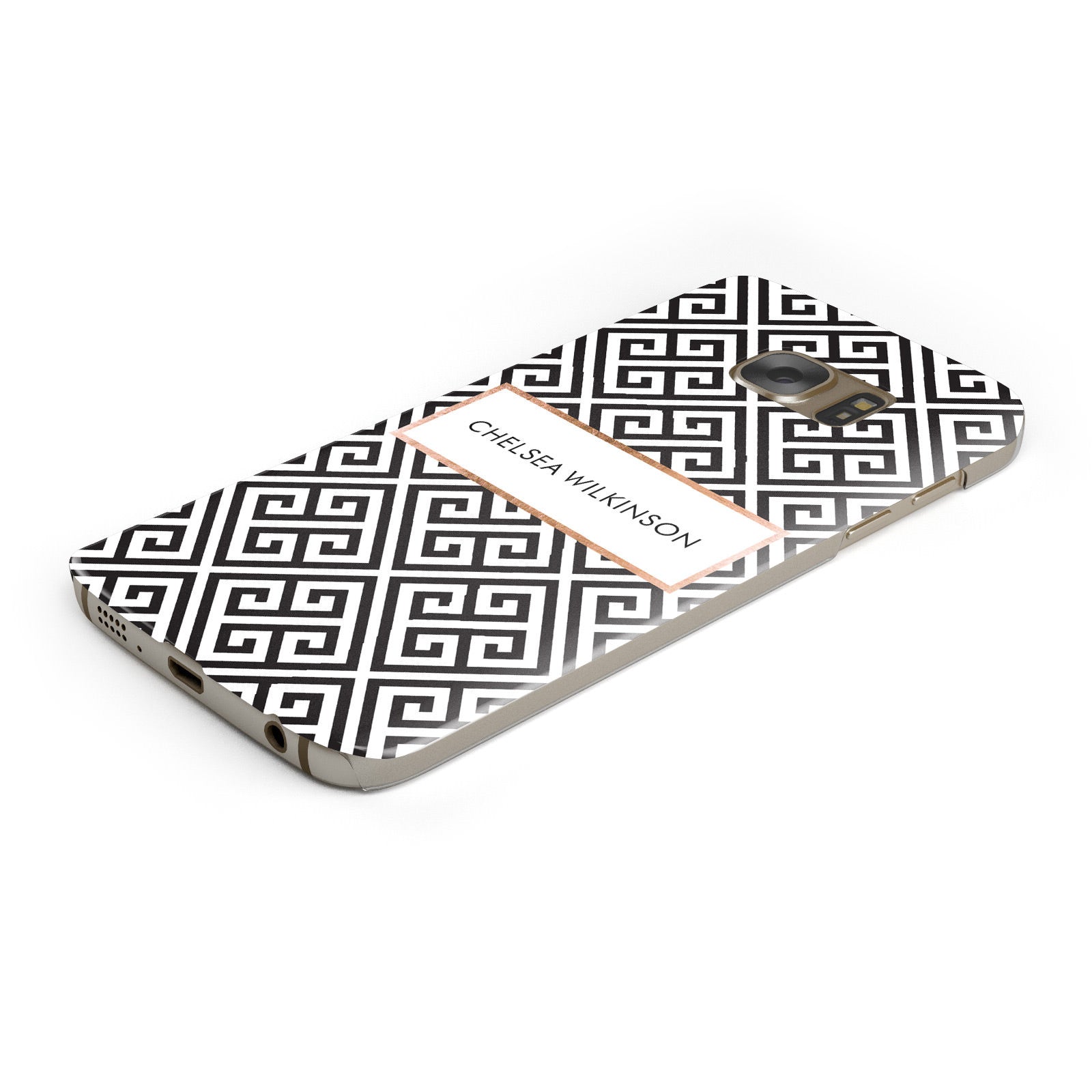 Personalised Black Pattern Name Or Initials Samsung Galaxy Case Bottom Cutout
