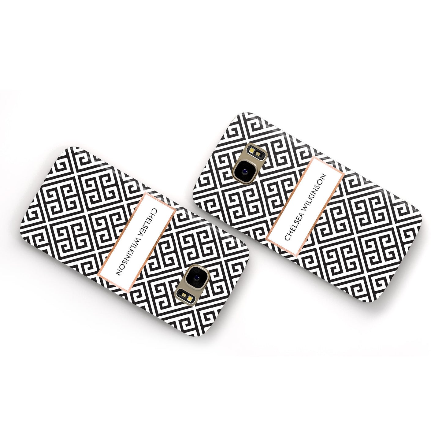 Personalised Black Pattern Name Or Initials Samsung Galaxy Case Flat Overview