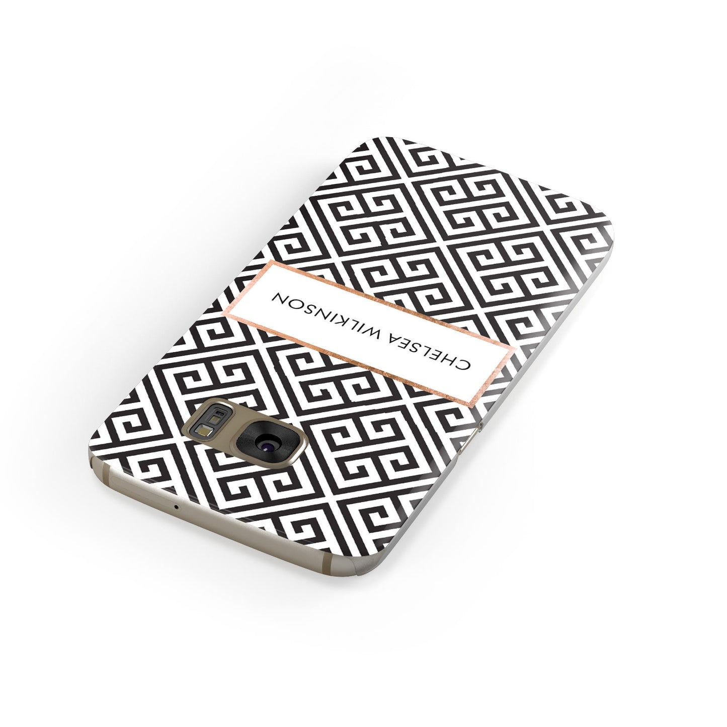 Personalised Black Pattern Name Or Initials Samsung Galaxy Case Front Close Up