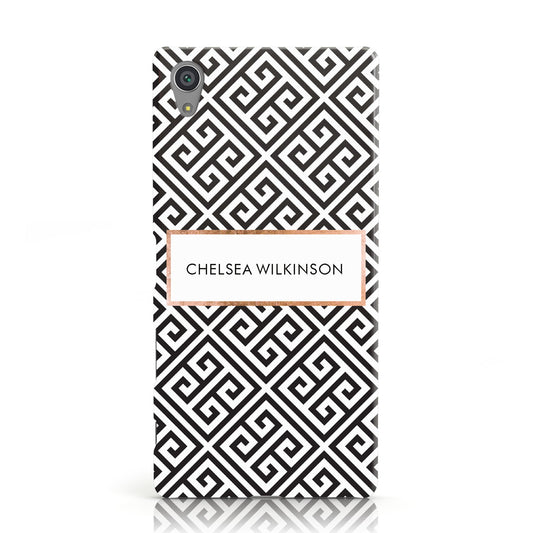 Personalised Black Pattern Name Or Initials Sony Xperia Case