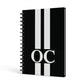 Black Personalised Initials A5 Hardcover Notebook Side View