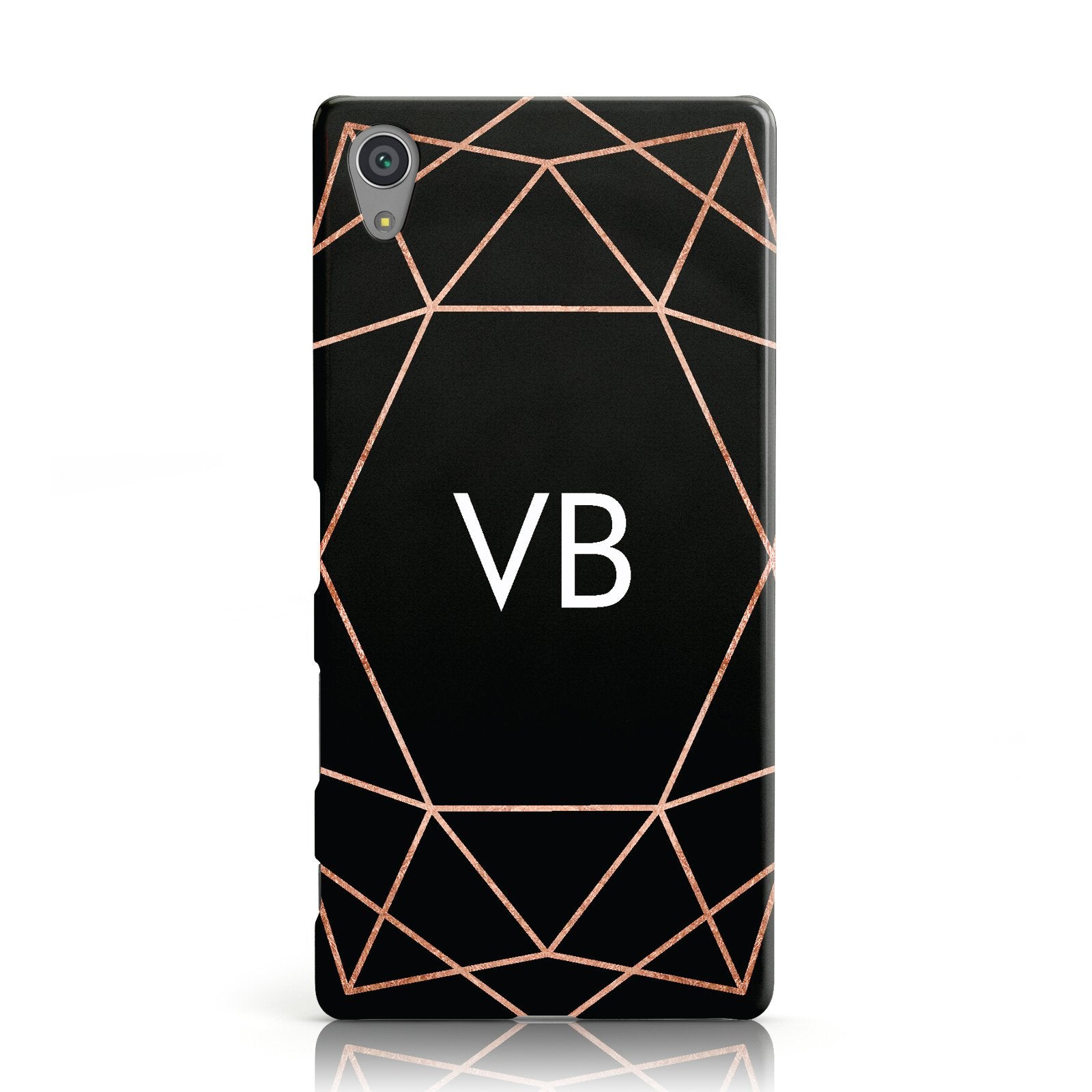 Personalised Black Rose Gold Initials Geometric Sony Xperia Case
