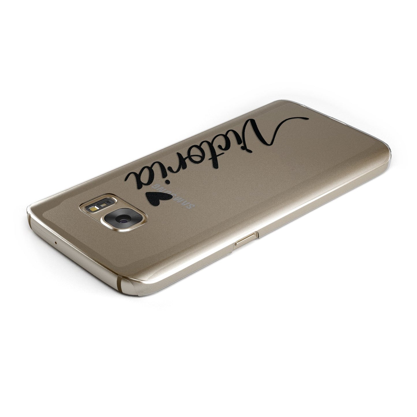 Personalised Black Script Name & Heart Clear Samsung Galaxy Case Top Cutout