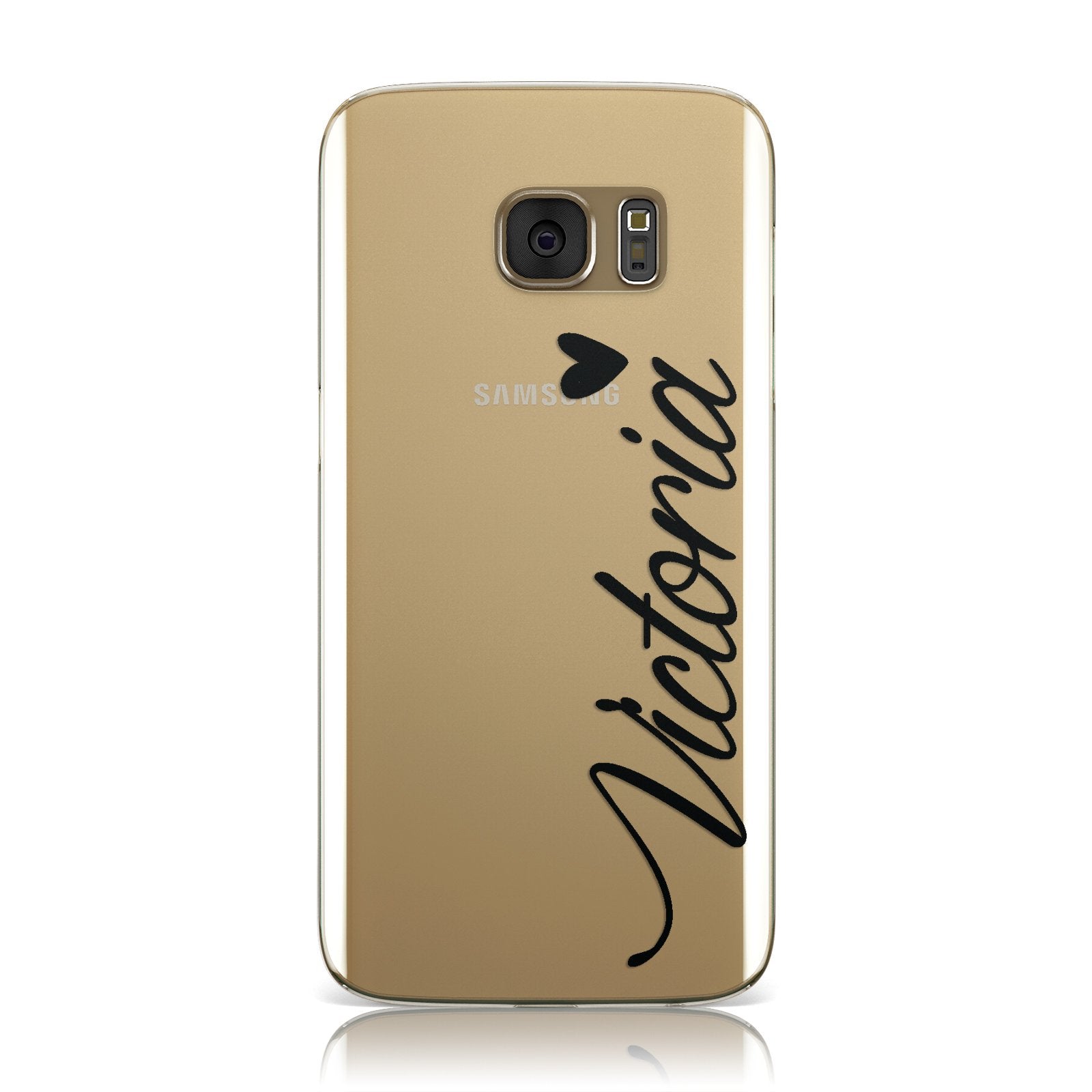 Personalised Black Script Name & Heart Clear Samsung Galaxy Case