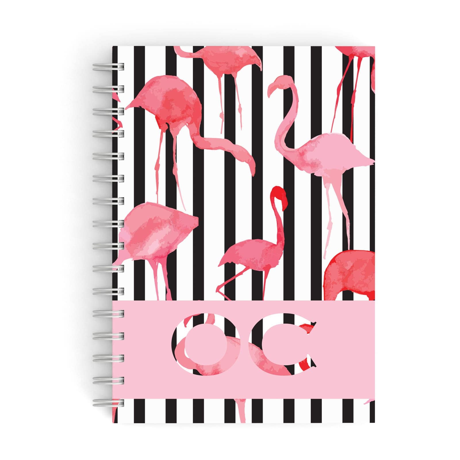 Black Striped Flamingo A5 Hardcover Notebook