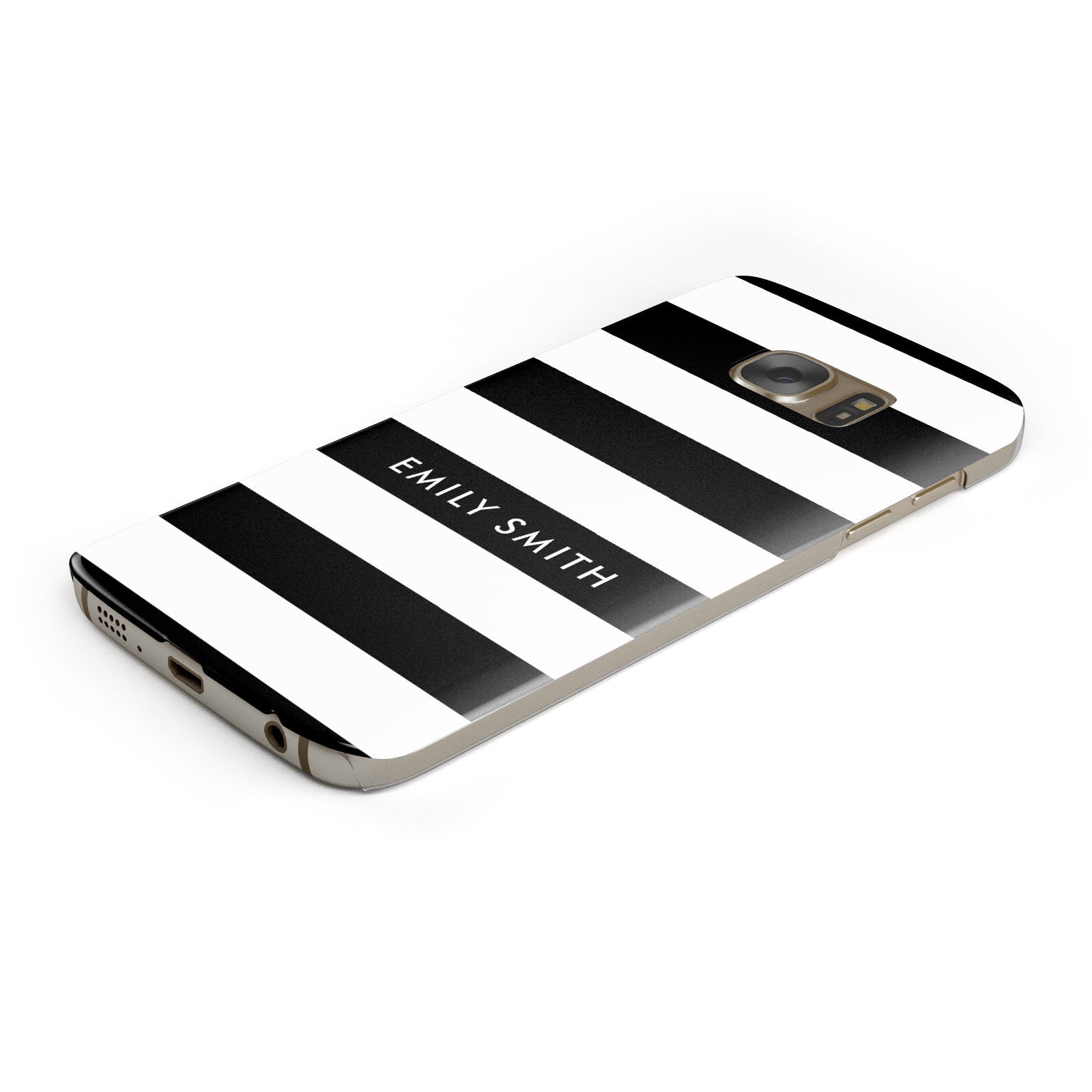 Personalised Black Striped Name or Initials Samsung Galaxy Case Bottom Cutout