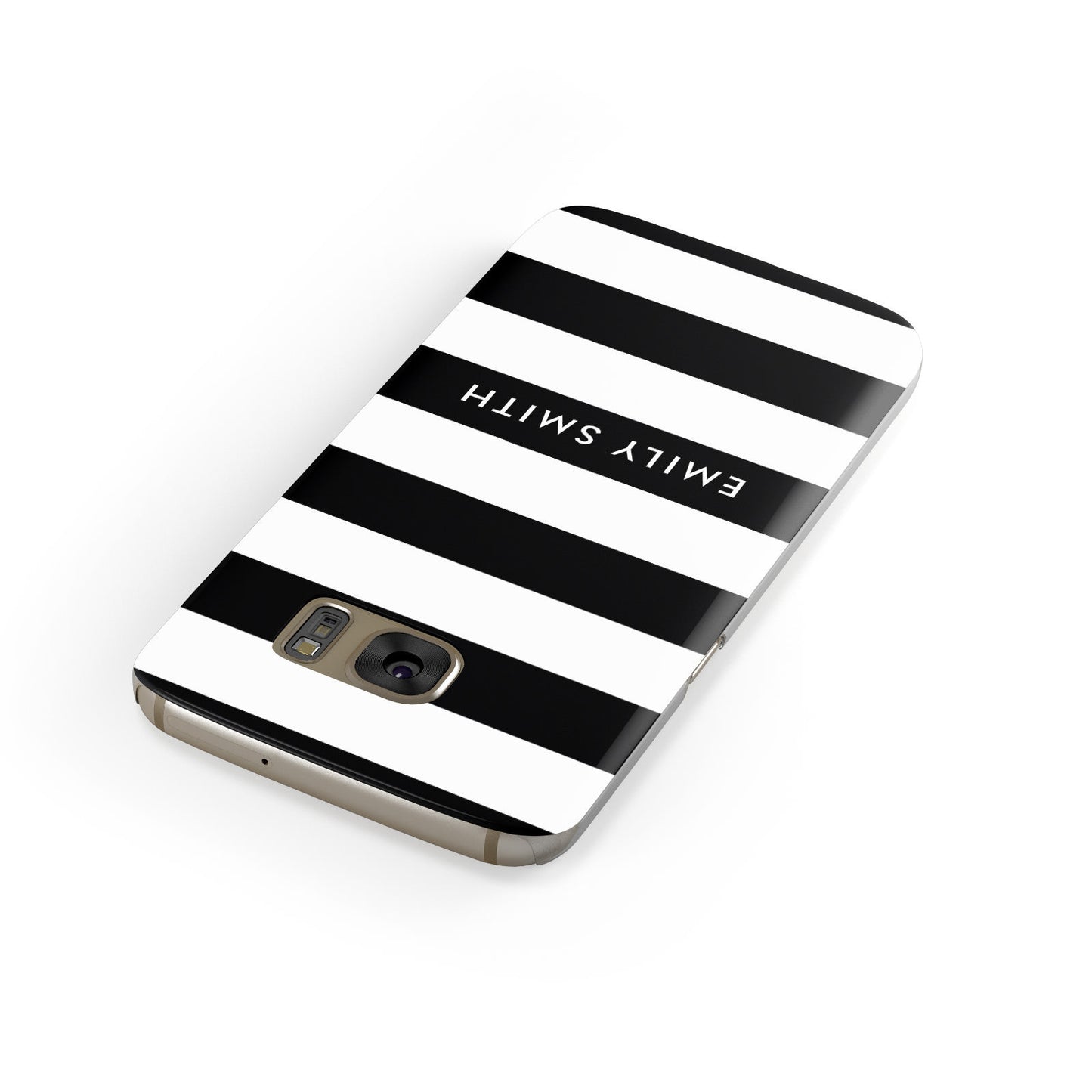Personalised Black Striped Name or Initials Samsung Galaxy Case Front Close Up