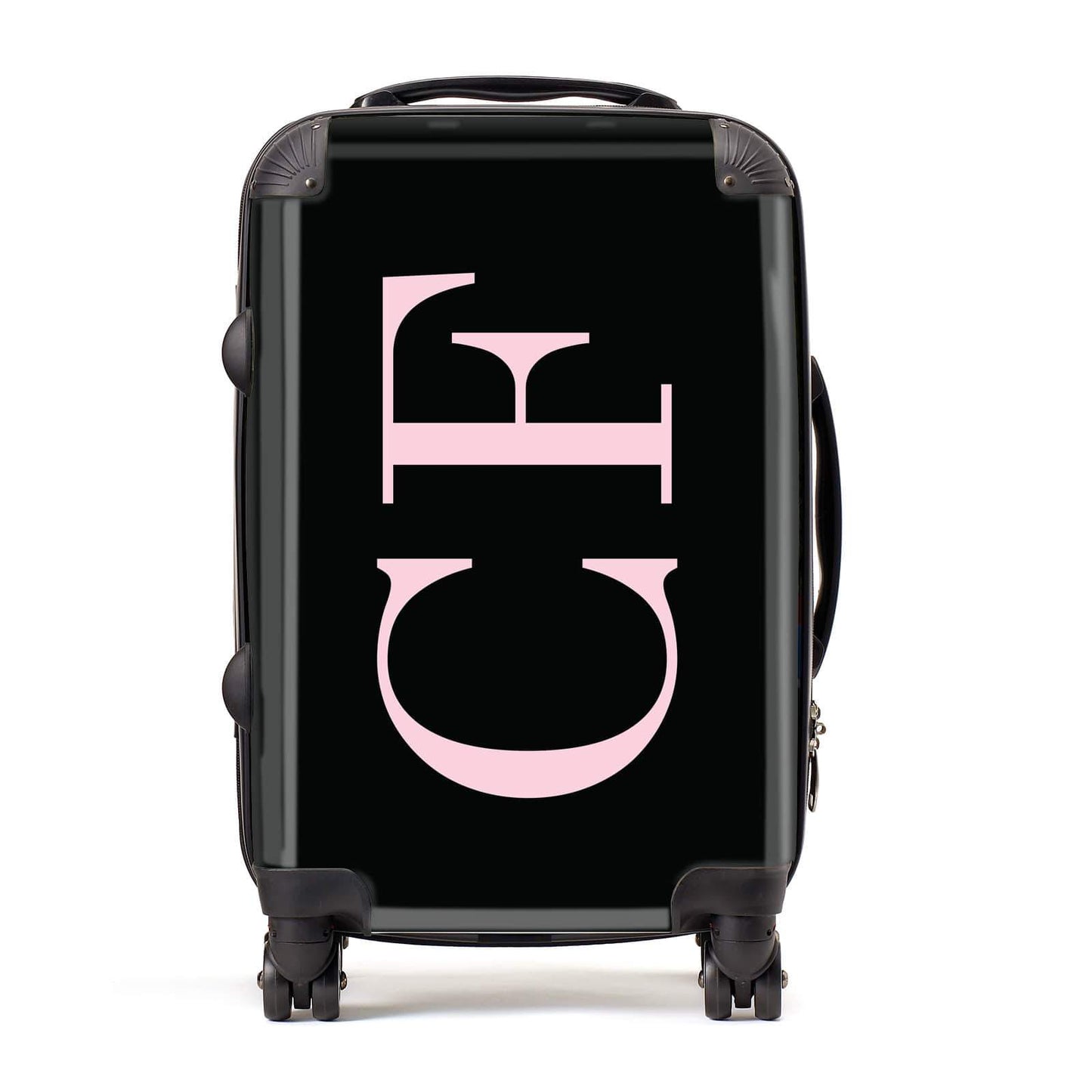 Black with Large Pink Initials Personalised Suitcase