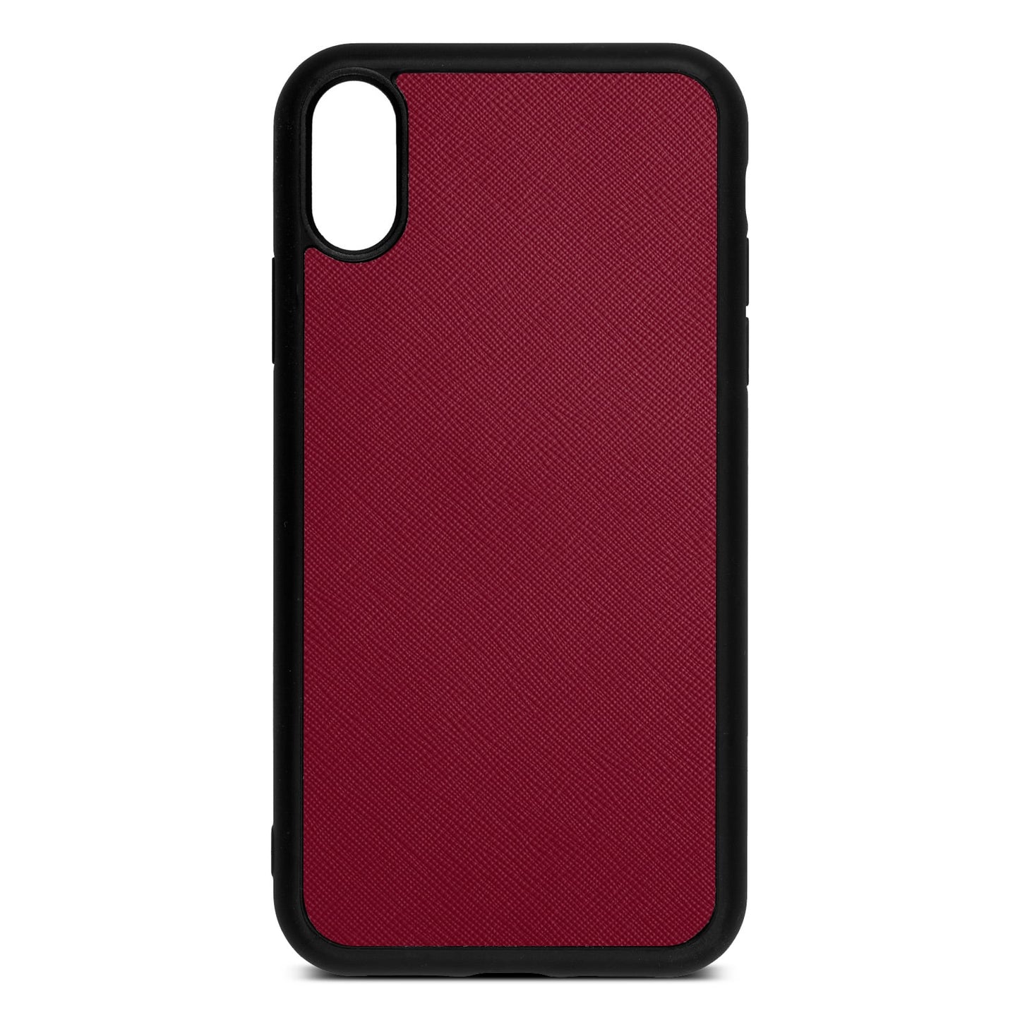 Blank Personalised Dark Red Saffiano Leather iPhone XR Case