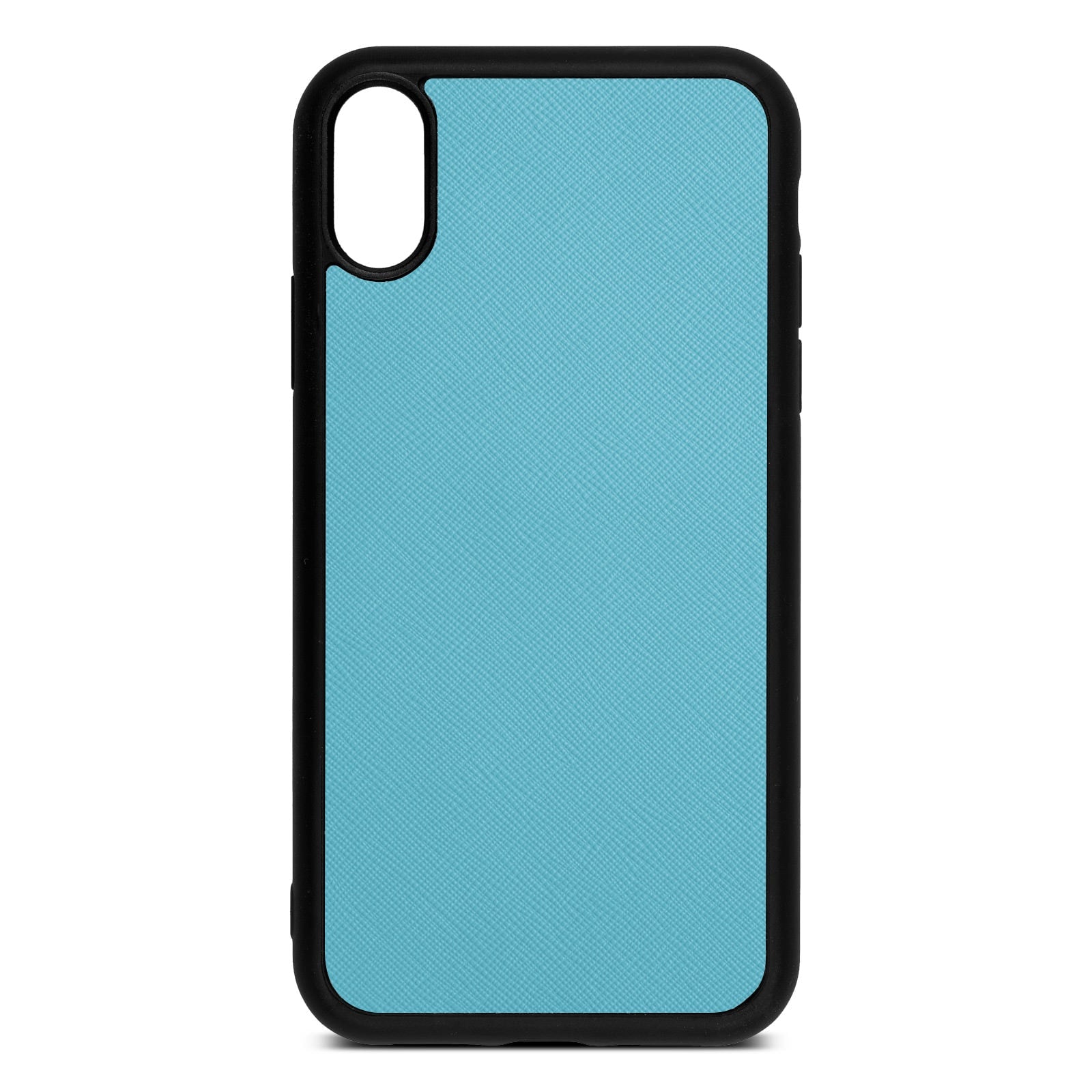 Blank Personalised Sky Blue Saffiano Leather iPhone XR Case