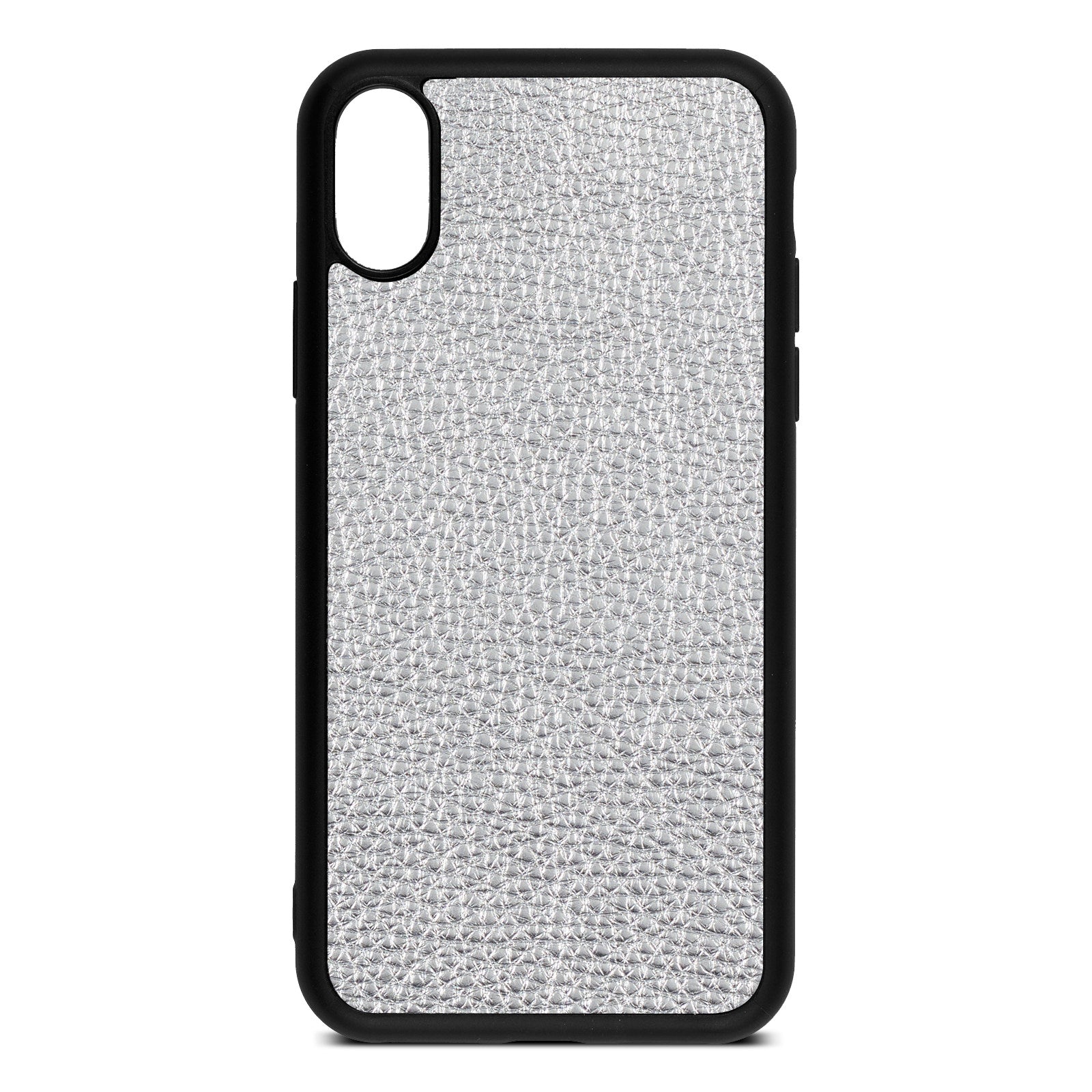 Blank iPhone Xs Silver Pebble Leather Case